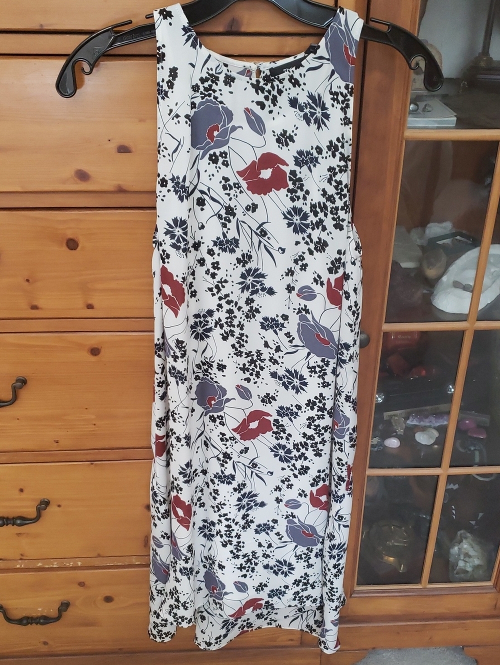 Theory Silk High Low Dres with Inner Slip Charcoal & Rust Floral 2